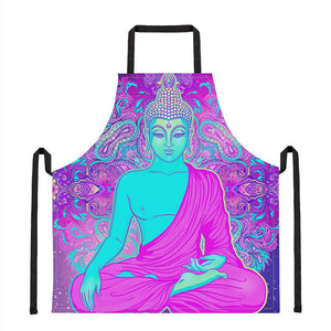 Purple And Teal Buddha Print Apron