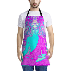 Purple And Teal Buddha Print Apron