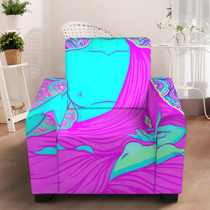 Purple And Teal Buddha Print Armchair Slipcover