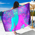 Purple And Teal Buddha Print Beach Sarong Wrap