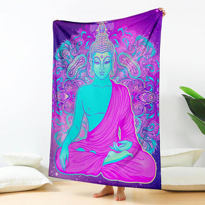 Purple And Teal Buddha Print Blanket