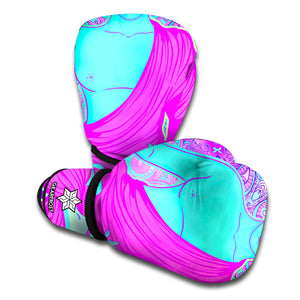 Purple And Teal Buddha Print Boxing Gloves