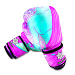 Purple And Teal Buddha Print Boxing Gloves