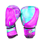 Purple And Teal Buddha Print Boxing Gloves