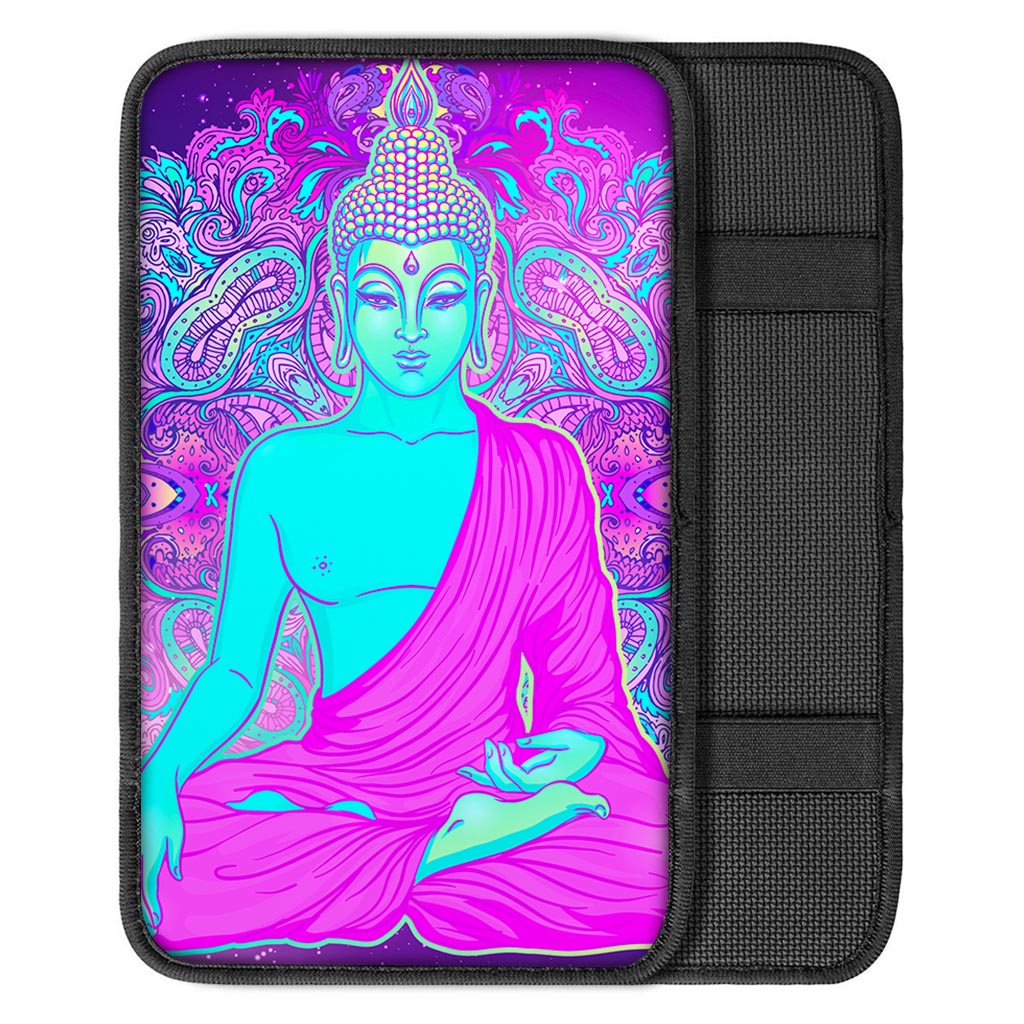 Purple And Teal Buddha Print Car Center Console Cover