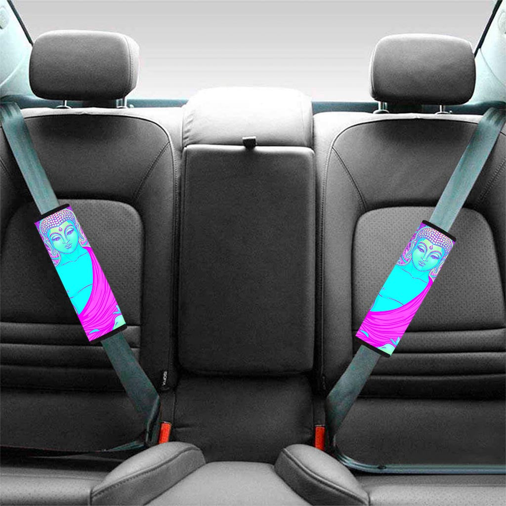 Purple And Teal Buddha Print Car Seat Belt Covers