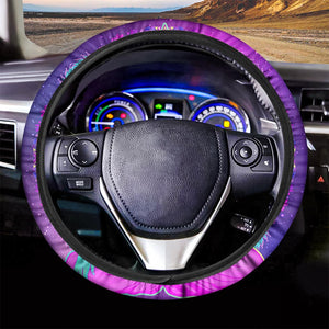 Purple And Teal Buddha Print Car Steering Wheel Cover