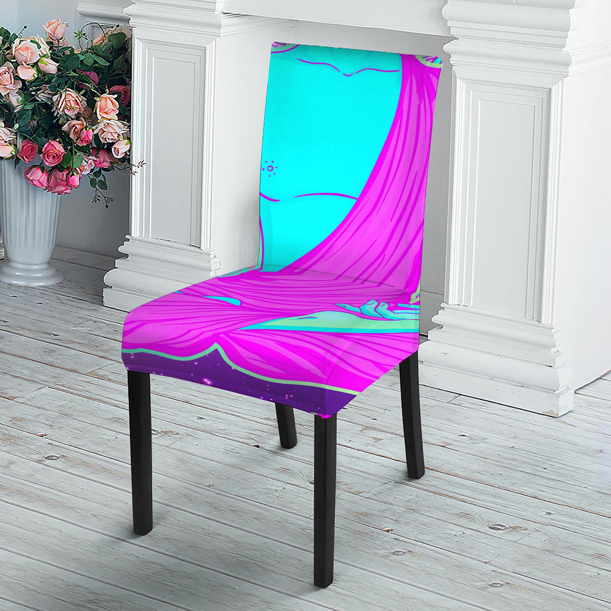 Purple And Teal Buddha Print Dining Chair Slipcover