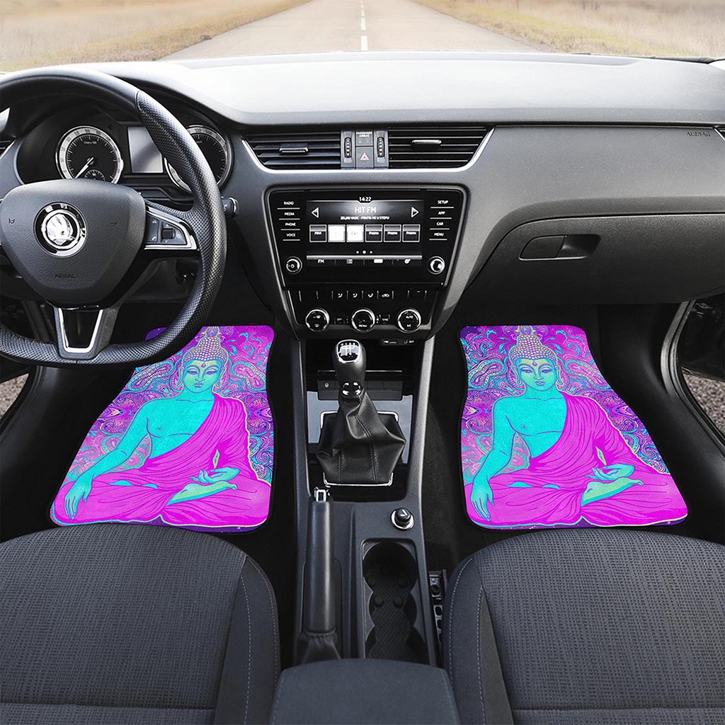 Purple And Teal Buddha Print Front and Back Car Floor Mats