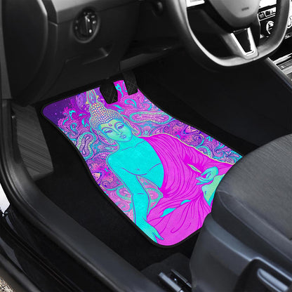 Purple And Teal Buddha Print Front and Back Car Floor Mats