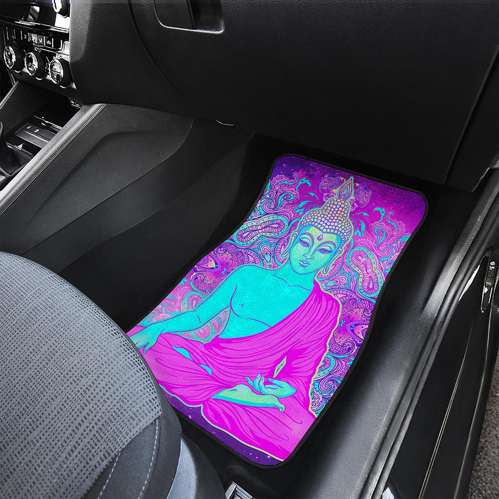 Purple And Teal Buddha Print Front and Back Car Floor Mats