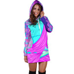 Purple And Teal Buddha Print Hoodie Dress GearFrost