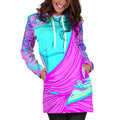 Purple And Teal Buddha Print Pullover Hoodie Dress
