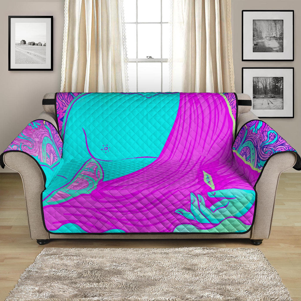 Purple And Teal Buddha Print Loveseat Protector