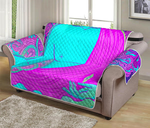 Purple And Teal Buddha Print Loveseat Protector