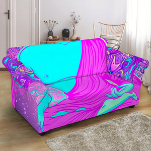 Purple And Teal Buddha Print Loveseat Slipcover