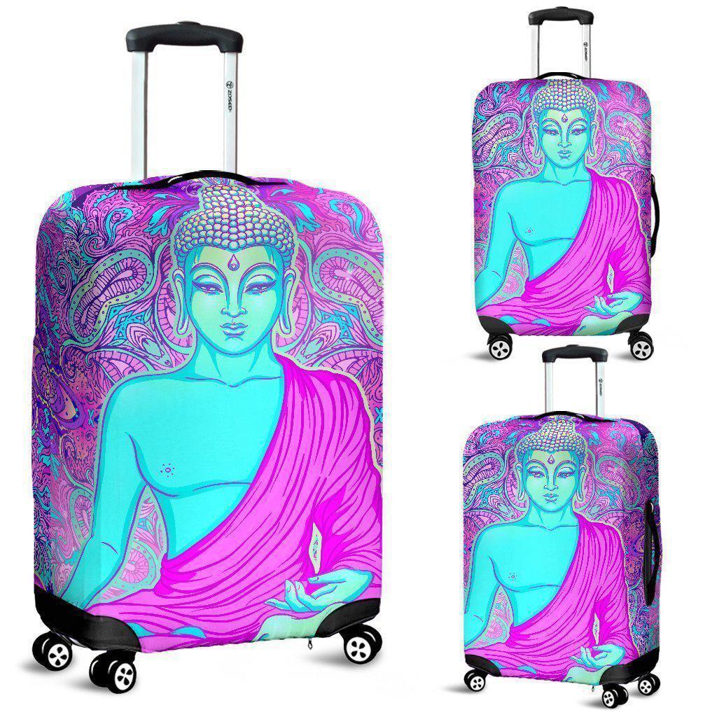 Purple And Teal Buddha Print Luggage Cover GearFrost
