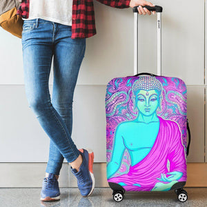 Purple And Teal Buddha Print Luggage Cover GearFrost