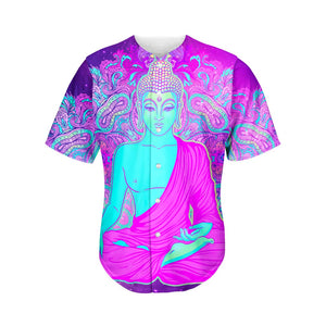 Purple And Teal Buddha Print Men's Baseball Jersey