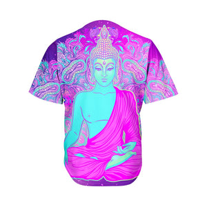 Purple And Teal Buddha Print Men's Baseball Jersey