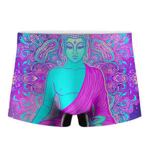 Purple And Teal Buddha Print Men's Boxer Briefs