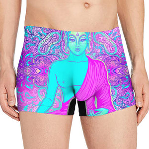 Purple And Teal Buddha Print Men's Boxer Briefs