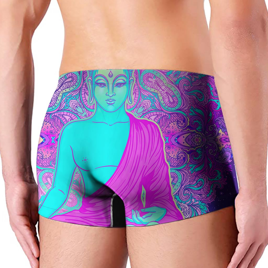 Purple And Teal Buddha Print Men's Boxer Briefs