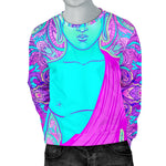 Purple And Teal Buddha Print Men's Crewneck Sweatshirt GearFrost