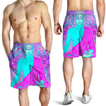 Purple And Teal Buddha Print Men's Shorts