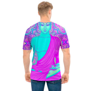 Purple And Teal Buddha Print Men's T-Shirt