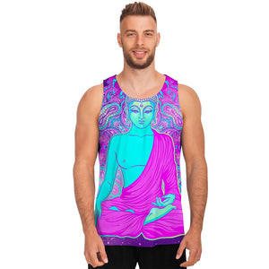 Purple And Teal Buddha Print Men's Tank Top