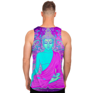 Purple And Teal Buddha Print Men's Tank Top