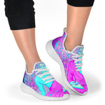 Purple And Teal Buddha Print Mesh Knit Shoes GearFrost