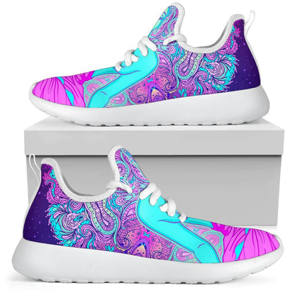 Purple And Teal Buddha Print Mesh Knit Shoes GearFrost