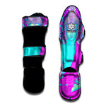 Purple And Teal Buddha Print Muay Thai Shin Guard