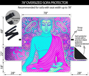 Purple And Teal Buddha Print Oversized Sofa Protector