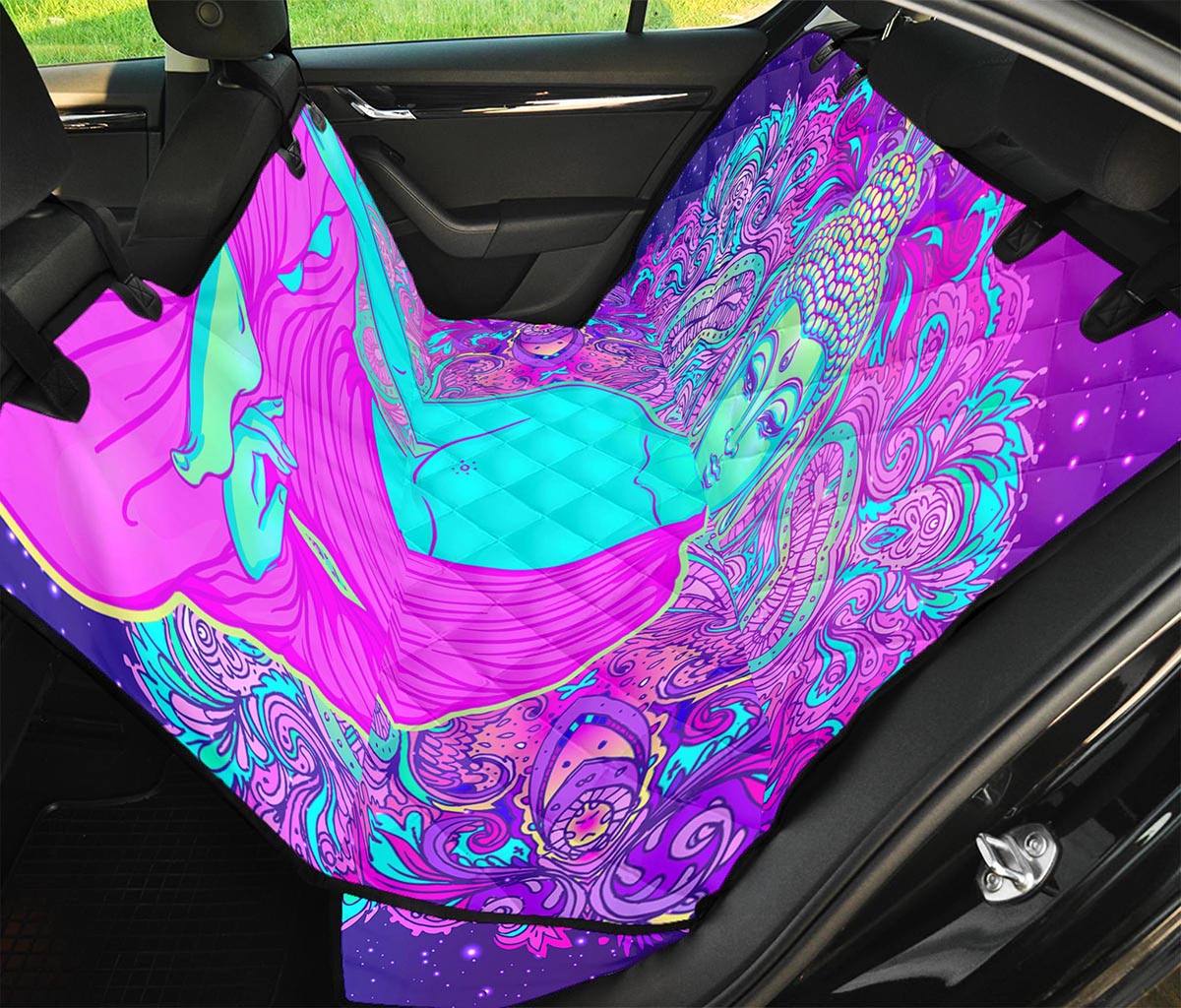 Purple And Teal Buddha Print Pet Car Back Seat Cover