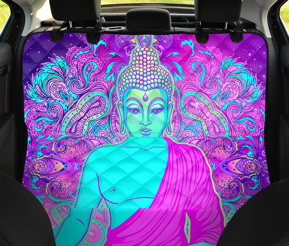 Purple And Teal Buddha Print Pet Car Back Seat Cover