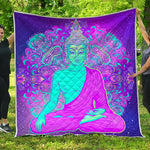 Purple And Teal Buddha Print Quilt