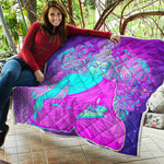 Purple And Teal Buddha Print Quilt