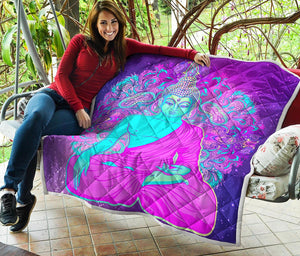 Purple And Teal Buddha Print Quilt