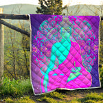 Purple And Teal Buddha Print Quilt