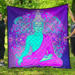 Purple And Teal Buddha Print Quilt