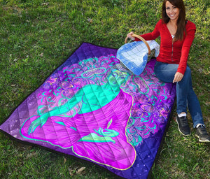 Purple And Teal Buddha Print Quilt