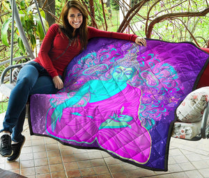 Purple And Teal Buddha Print Quilt