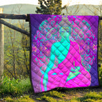 Purple And Teal Buddha Print Quilt