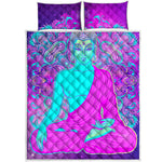 Purple And Teal Buddha Print Quilt Bed Set