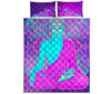 Purple And Teal Buddha Print Quilt Bed Set