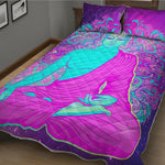 Purple And Teal Buddha Print Quilt Bed Set