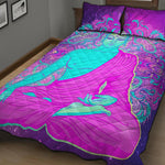 Purple And Teal Buddha Print Quilt Bed Set